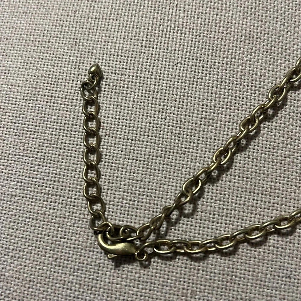 Gold-Tone Chain with Blue Rhinestones Necklace, Pristine Condition - Picture 5 of 6